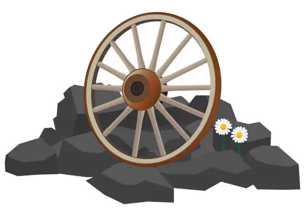 Vector illustration of Wagon Wheel On The Rocks