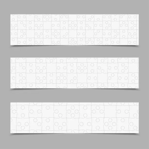 Vector illustration of Set puzzle jigsaw cards, flyers or brochures.