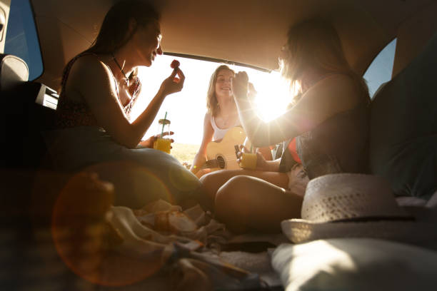 istock Group of friends enjoying food and drinks while on camping 1164435845