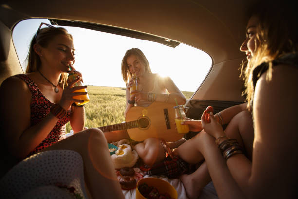 istock Girlfriends drinking refreshing beverages and enjoying together on their camping trip 1164435850