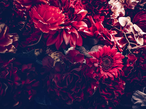 istock artificial flowers wall background with vintage style 1164436153