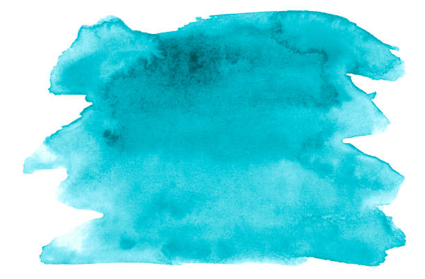 Blue azure Watercolor an isolated spot with divorces and borders. Frame with copy space for text.