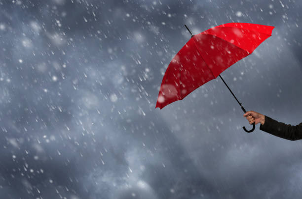 зонтик в шторме. - standing out from the crowd individuality umbrella contrasts стоковые фото и изображения