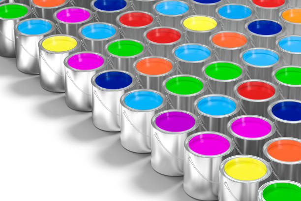 istock The buckets of colorful paint with white background, 3d rendering. Computer digital drawing. 1164437253