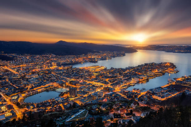 istock Panorama Floyen at sunset. 1164437336