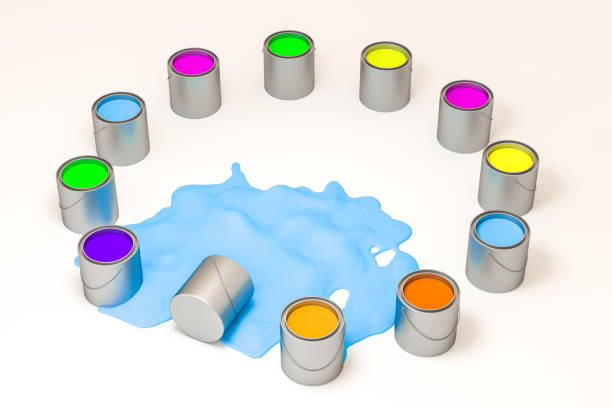 istock The buckets of colorful paint with white background, 3d rendering. Computer digital drawing. 1164437935