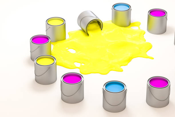 istock The buckets of colorful paint with white background, 3d rendering. Computer digital drawing. 1164437937