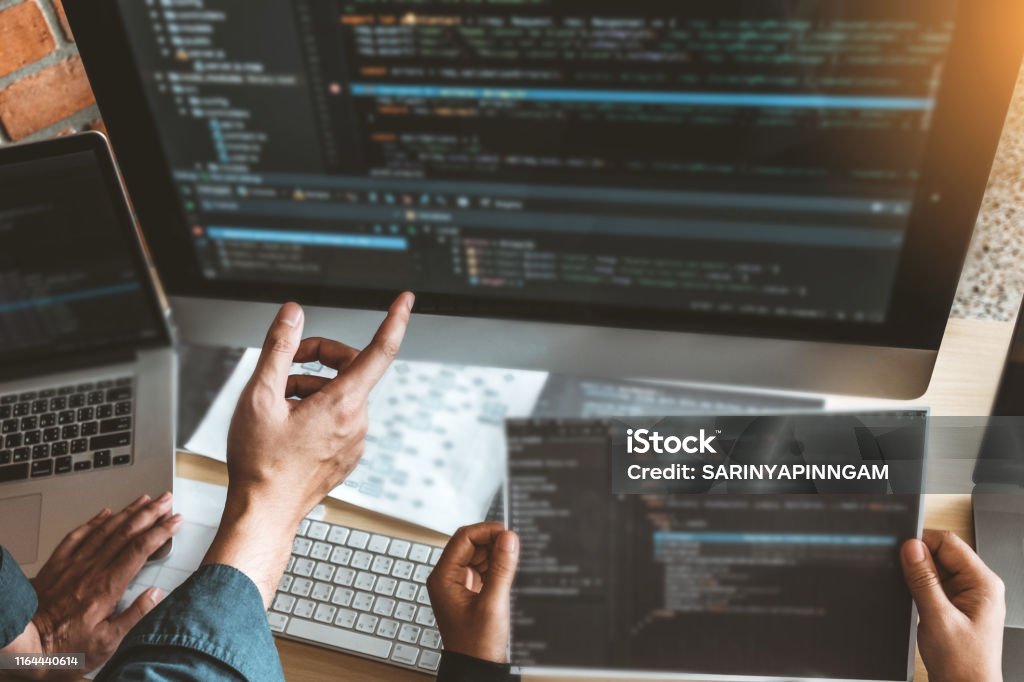 Developing Programmer Team Development Website Design And Coding ...