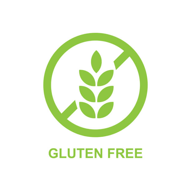 ilustraciones, imágenes clip art, dibujos animados e iconos de stock de vector de etiqueta sin gluten - sin gluten