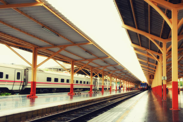 istock Trains stop waiting for passengers in the station 1164460261