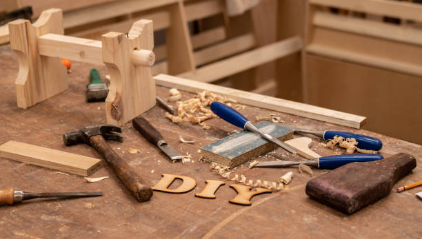 istock Working at a DIY project at the carpentry 1164461194
