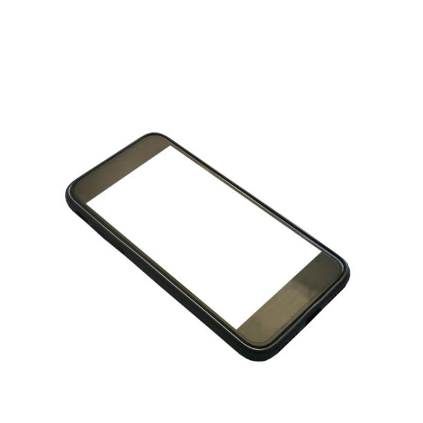 istock Close up black smart phone on white baclground. 1164468029