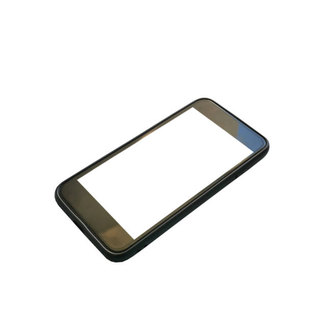 istock Close up black smart phone on white baclground. 1164468032