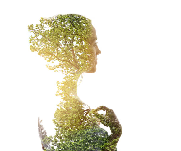 istock Multiple Exposure of young woman morphing into trees 1164473044
