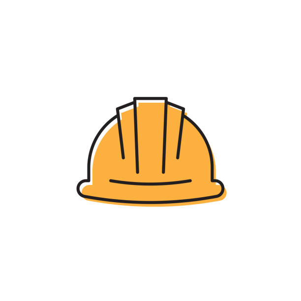 ilustraciones, imágenes clip art, dibujos animados e iconos de stock de símbolo del icono vectorial del casco o del sombrero duro aislado sobre fondo blanco - hard hat