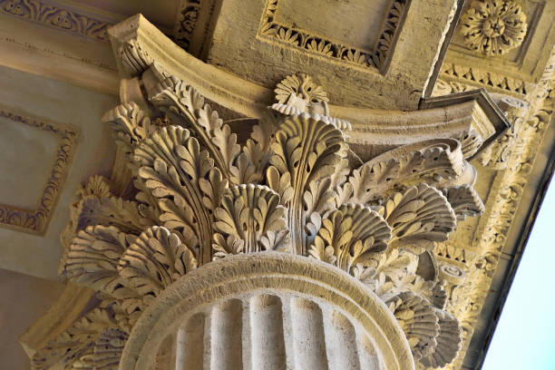 istock Column capital close up - architectural element of antique buildings decoration 1164483209