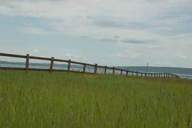 Photo of wooden fence in the field in daylight