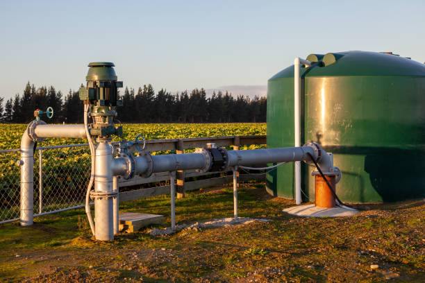 Agricultural irrigation well head. stock photo