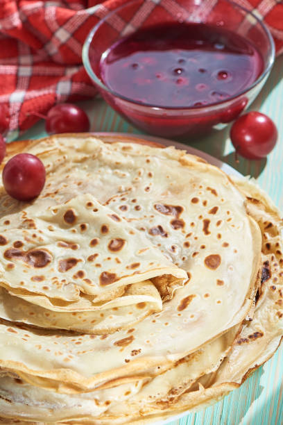 istock Delicious rustic pancakes with jam. Pancakes for breakfast. 1164488815