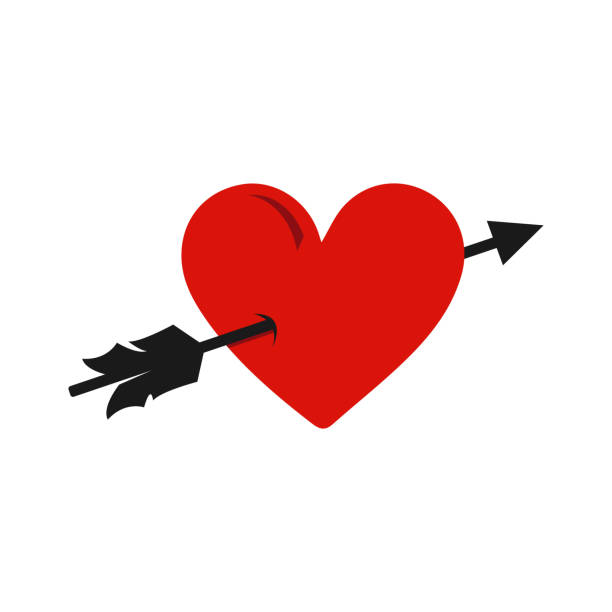 стрелка сердце вектор икона знак падения любви - cupid love red affectionate stock illustrations