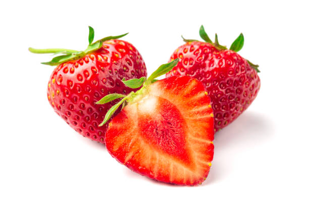 istock Strawberries with leaves. Isolated on a white background. 1164493996
