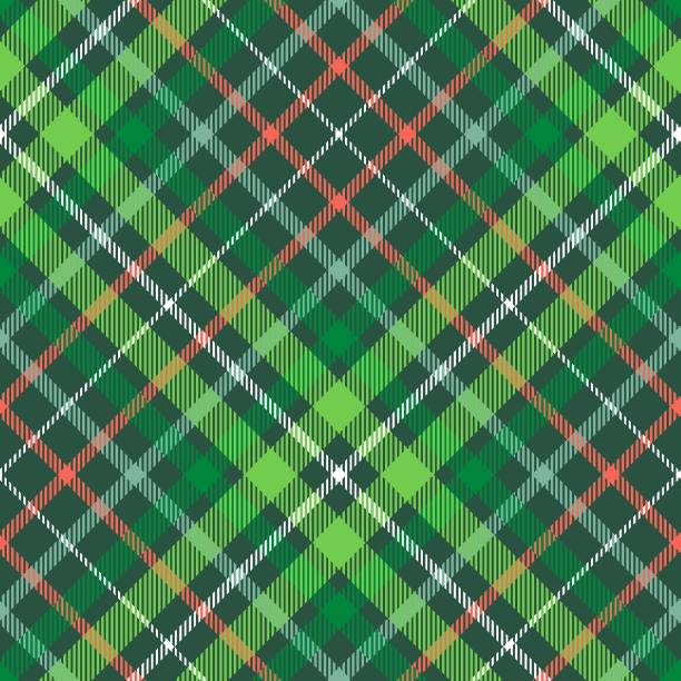 weihnachten karierte muster. grün, rot und weiß tartan wiederholen. - schottenkaro stock-grafiken, -clipart, -cartoons und -symbole