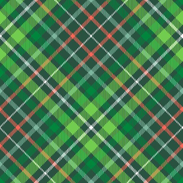 Christmas plaid pattern. Green, red and white tartan repeat. Allover checkered fabric texture wrapping paper stock illustrations
