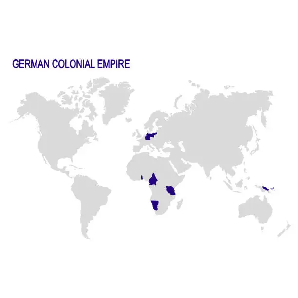 Vector illustration of world  map with German colonial empire