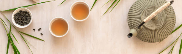 thé vert - tea chinese tea heat teapot photos et images de collection
