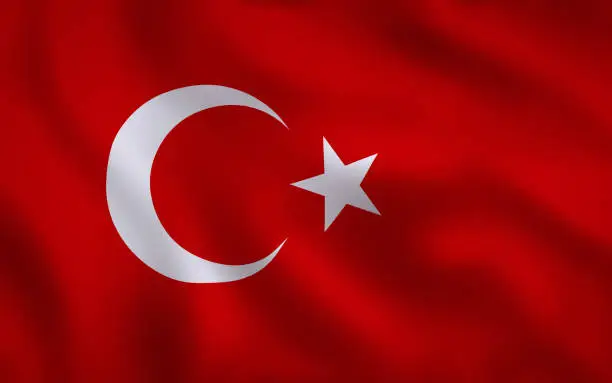 Turkish Flag Waving Background Texture
