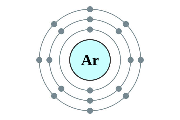 Argon molecule. Scheme of noble gas molecule. stock photo