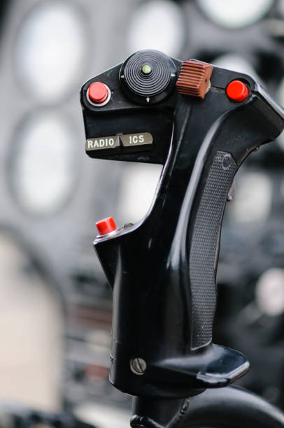 istock Cyclic stick of a 1968 helicopter 1164514489