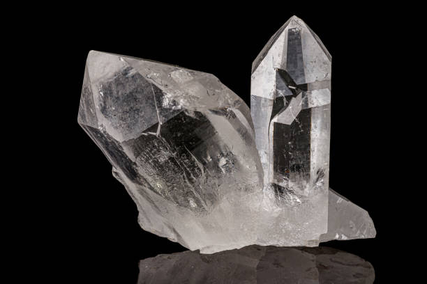 istock Macro mineral stone rhinestone, rock crystal on a black background 1164515710