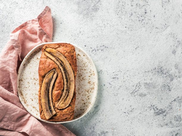 istock Low-fat banana bread, copy space, top view 1164515953