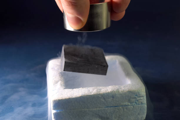 a Superconductivity of magnets in liquid nitrogen. Superconductivity of magnets in liquid a nitrogen. maglev train stock pictures, royalty-free photos & images