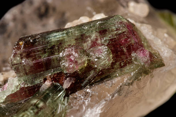 istock Macro stone tourmaline mineral on a black background 1164516870