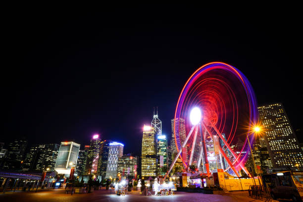 istock Hong Kong skyline with observation ferries wheels 1164518735