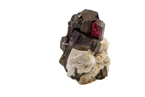 istock Macro tourmaline mineral stone on white background 1164518765