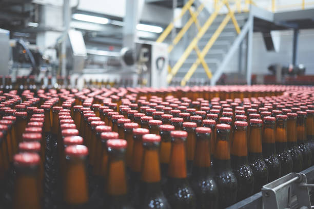 istock Beer bottles on the conveyor belt. Shallow dof. Selective focus. 1164521153