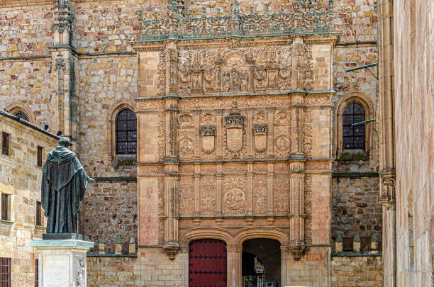 Main entrance to the University of Salamanca middle age. Spain stock photo