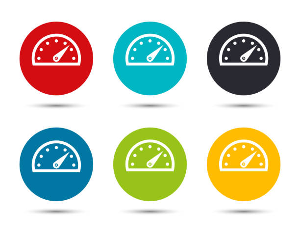 speedometer калибровочный значок плоский круглый набор кнопок иллюстрация дизайн - odometer backgrounds black car stock illustrations