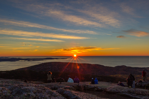 Watching the sunrise at Acadia National Park in Maine