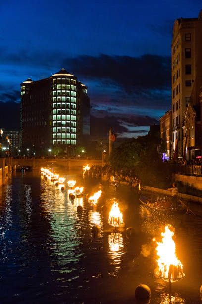 Waterfire in Providence, RI Waterfire display in Providence, RI providence rhode island stock pictures, royalty-free photos & images
