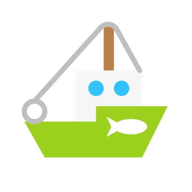 Vector illustration of Fishing vessel vector illustration, Watercraft flat style icon