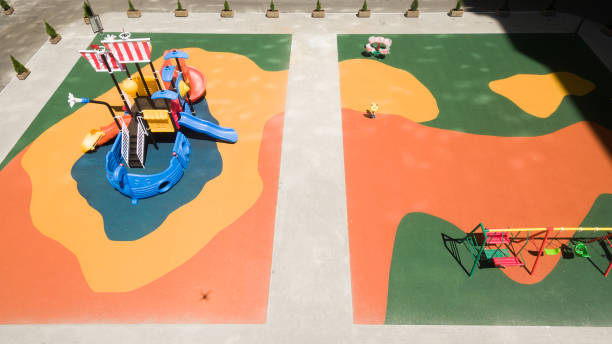istock Children's playground from a height on the street. 1164532859