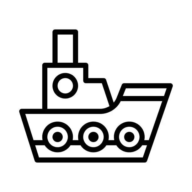 Vector illustration of Fishing vessel vector, Watercraft line style icon editable outline