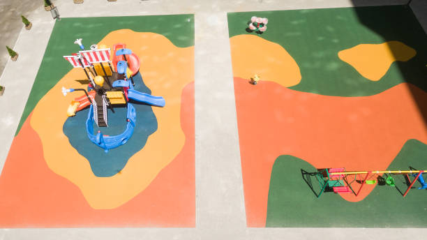 istock Children's playground from a height on the street. 1164534362