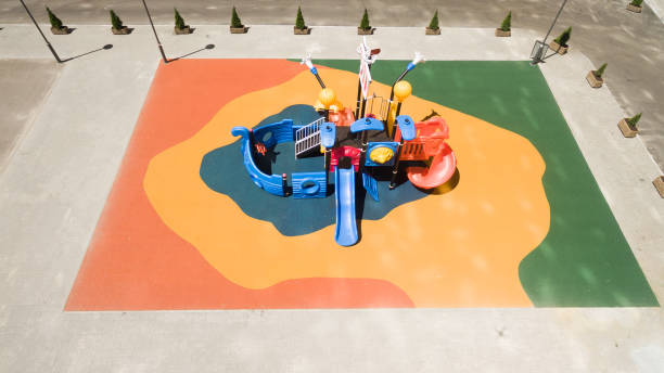 istock Children's playground from a height on the street. 1164536154