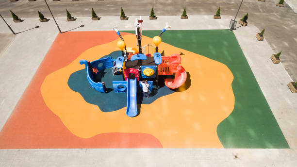 istock Children's playground from a height on the street. 1164536268