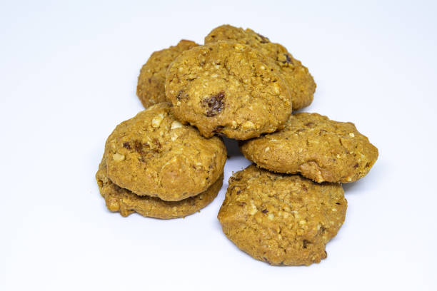 istock Oatmeal Raisin cookies on white background 1164537555